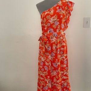 Collective Concepts Woman Floral One Shoulder Ruffles Midi Dress Size; M